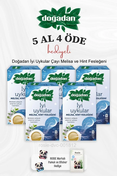 Doğadan İyi Uykular Çayı Melisa ve Hint Fesleğeni 5 Al 4 Öde ve Rosie Pamuk ürün görseli