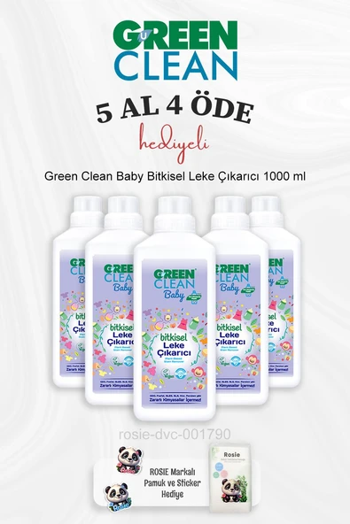 Green Clean Bebek Bitkisel Leke Çıkarıcı 1000 ml 5 Al 4 Öde ve Rosie Pamuk