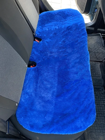 Yumuşak Tüylü Peluş Serme Oto Koltuk Minder Arka Mavi - 3