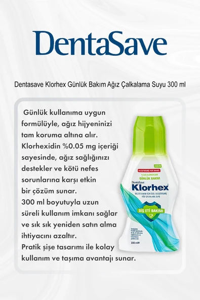 Dentasave Klorhex Günlük Bakım Ağız Çalkalama Suyu 300 ml 5 Al 4 Öde ve Rosie Pamuk - Resim 2