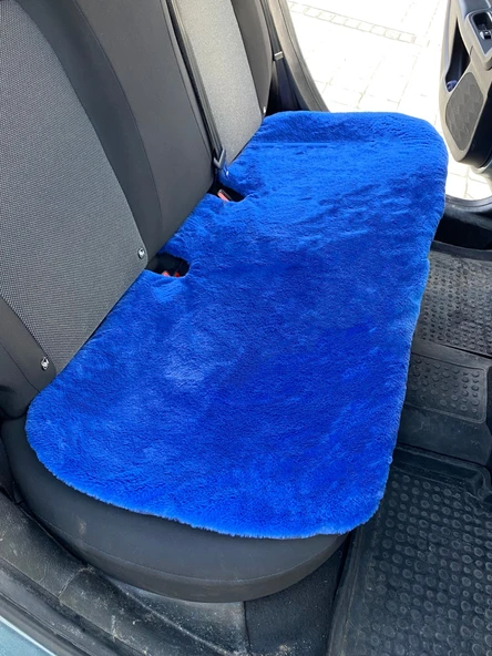 Yumuşak Tüylü Peluş Serme Oto Koltuk Minder Arka Mavi - 2
