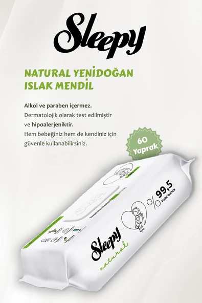 Sleepy 7 AL 6 ÖDE  Natural Yenidoğan Islak Bebek Havlusu 60'lı ve ROSIE - 2