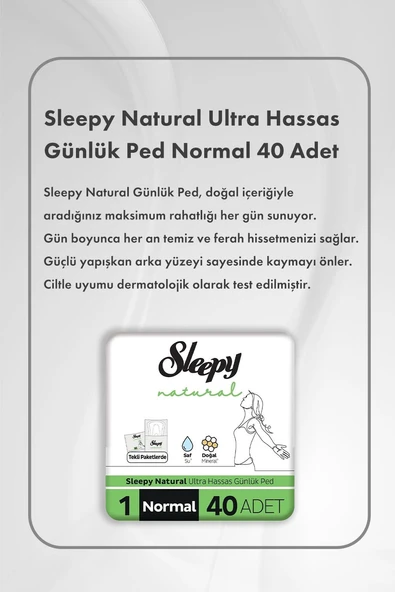 Sleepy Natural Ultra Hassas Günlük Ped Normal 40 Adet X 8 ve Elidor 2'si 1 Arada Güçlü ve Parlak 400 ml - Resim 3