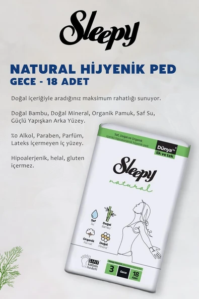 Sleepy Natural Ultra Hassas Hijyenik Ped Gece 54 Adet, Natural 60'lı Islak Mendil e ROSIE - Resim 3