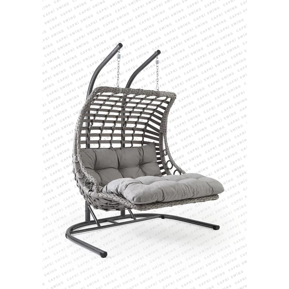 Capri Swing Bodrum Double Çiftli Rattan Bahçe Salıncağı | Rehome - 4