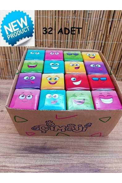 Çimoji Wren Shop Emoji Figür Midi Küp Çim Adam 32 Adet Doğum Günü Ve Özel Günler Için