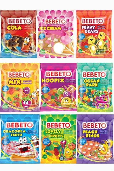 BEBETO KARMA 9 ADET X80 GR JELİBON PAKETİ