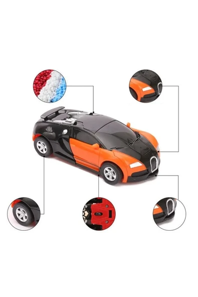 OYUNCAK STORE Transformers Robot Çek Bırak Araba - Kendinden Robota Dönüşebilen Araba Bugatti - 3