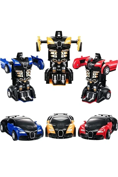 OYUNCAK STORE Transformers Robot Çek Bırak Araba - Kendinden Robota Dönüşebilen Araba Bugatti