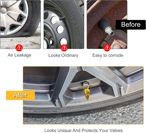 Alüminyum Sivri Sibop Kapağı Gold 4'lü 45MM - 5