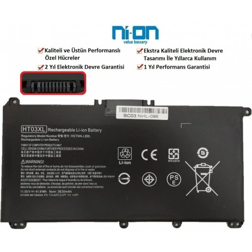 Nion Hp 15-DA2079NT 1S7Y0EA 15-DA2080NT 1S7Y1EA Notebook Batarya - Pil