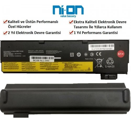 Nion Lenovo 20HD000ETX 20HD0000TX Notebook Batarya - Pil ürün görseli