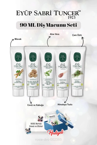 Himalaya, Aloe Vera, Misvak, Ceviz ve Kabuğu, Çam Özlü 90 ml Diş Macun Seti ve Rosie
