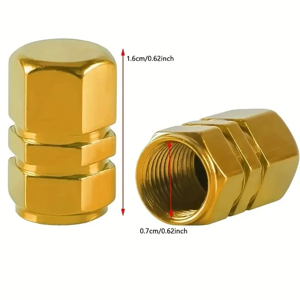 Alüminyum Altıgen Sibop Kapağı 4'lü Altın Sarı - 2