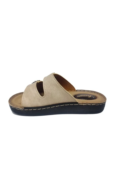 Leman 8617-25 Deri Anatomik Çift Bantli Kadın Terlik - 5