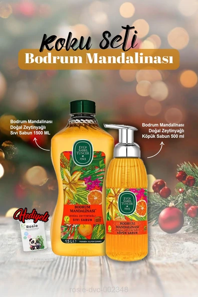 Köpük Sabun 500 ml, Sıvı Sabun 1500 ml Bodrum Mandalina ve Rosie Hediye ürün görseli