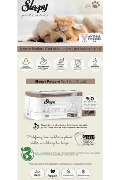 Sleepy Kedi Ve Köpek Kullanımına Uygun Çiş Pedi Yatak Koruyucu 60x90cm - 2