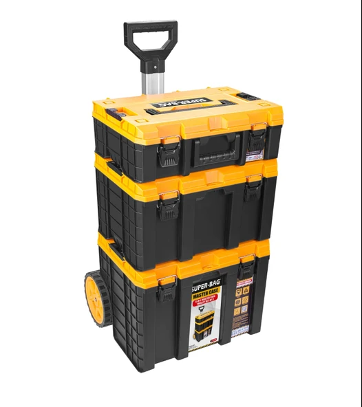 Master Case Tekerlekli 3’lü Set Büyük Tekerlekli Teknisyen Takım Çantası S-M-L