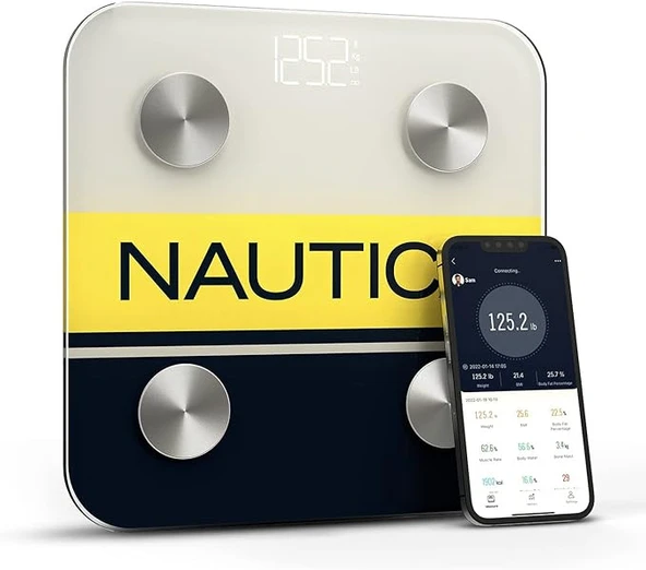 Nautica Sport Collection Vücut Analizli Akıllı Bluetooth Tartı Baskül Logo Sarı - 6