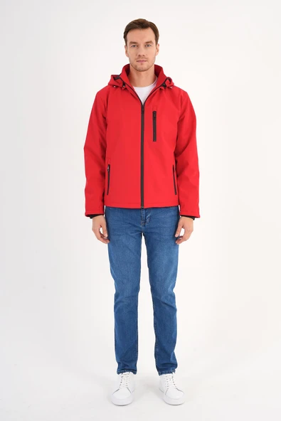 Shield Kırmızı Erkek Kapüşonlu Softshell Mont - 2