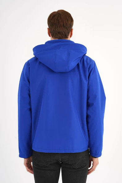 Shield Mavi Erkek Kapüşonlu Softshell Mont - Resim 3