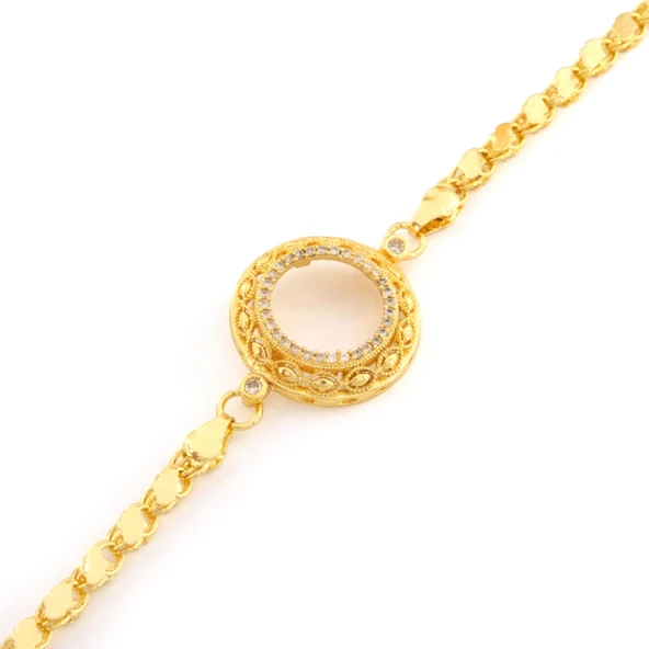 Çeyrek Altın Çerçeve Bileklik Çelik Altın Kaplama İşlemeli Arpa Model BLK-1091 - Resim 3