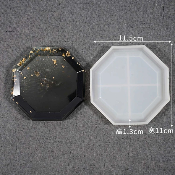 Epoksi Reçine Silikon Kalıp Taş Tozu Altıgen Model Bardak Altlığı Kalıbı - 6
