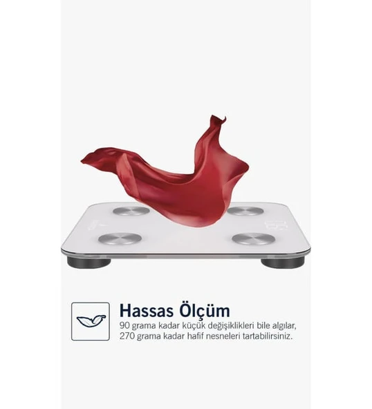 Nautica BT600 Bluetooth Vücut Analizli Yağ Kas Su Ölçer Akıllı Tartı Beyaz - 2