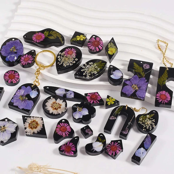 Epoksi Silikon Kalıp Çoklu Anahtarlık Delikli Kolye Küpe Kalıbı - 3