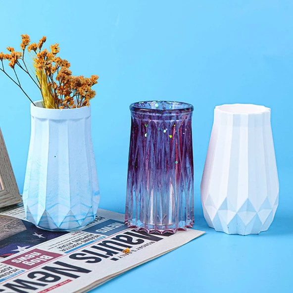 Epoksi Reçine Silikon Kalıp Vazo Kalıbı Beton Taş Tozu Vazo Mumluk Kalıbı 10.5X6.5 CM - 5