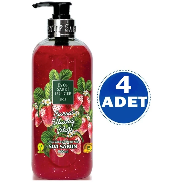 Eyüp Sabri Tuncer Bursa Uludağ Çileği Sıvı Sabun 500 ml x 4 Adet ürün görseli