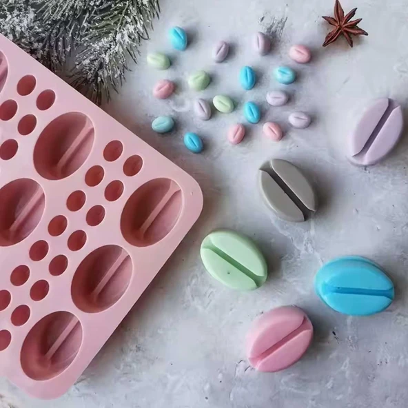Silikon Kek Kalıp Sugarcraft Kahve Çekirdekleri Kalıbı Şeker Hamuru Çikolata Kalıbı - 5