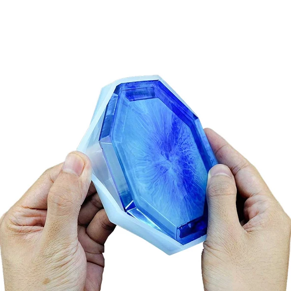 Epoksi Reçine Silikon Kalıp Taş Tozu Altıgen Model Bardak Altlığı Kalıbı - 5