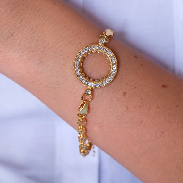 Çeyrek Altın Çerçeve Bileklik Çelik Altın Kaplama Arpa Model BLK-1101 - Resim 2