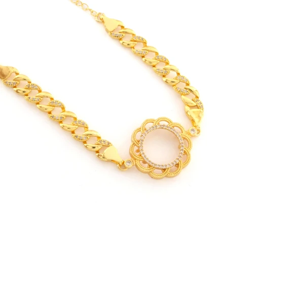 Çeyrek Altın Çerçeve Bileklik Çelik Altın Kaplama Çiçek Figaro Model BLK-1092 ürün görseli