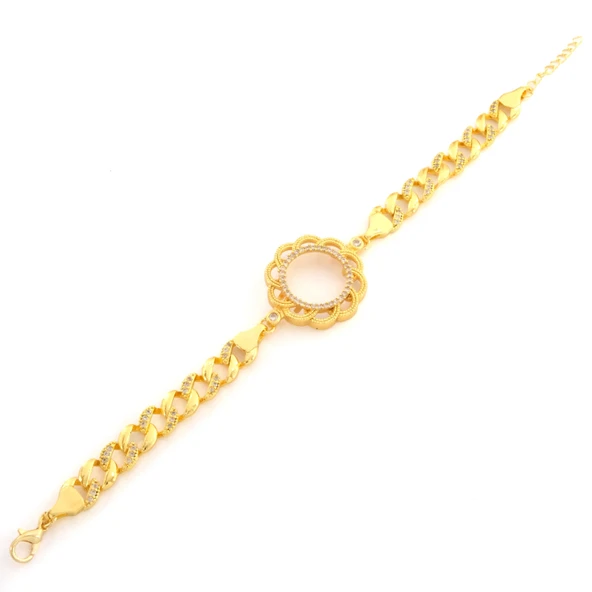 Çeyrek Altın Çerçeve Bileklik Çelik Altın Kaplama Çiçek Figaro Model BLK-1092 - Resim 4