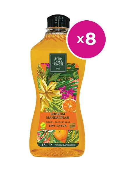 Eyüp Sabri Tuncer Bodrum Mandalinası Doğal Zeytinyağlı Sıvı Sabun 1500 ML x 8 ürün görseli