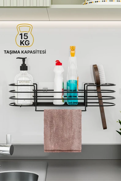 Bino Mutfak Düzenleyici Banyo Düzenleyici Organizer Mutfak Dolabı 3 Fonksiyonlu Siyah Mat Bulaşıklık - 6