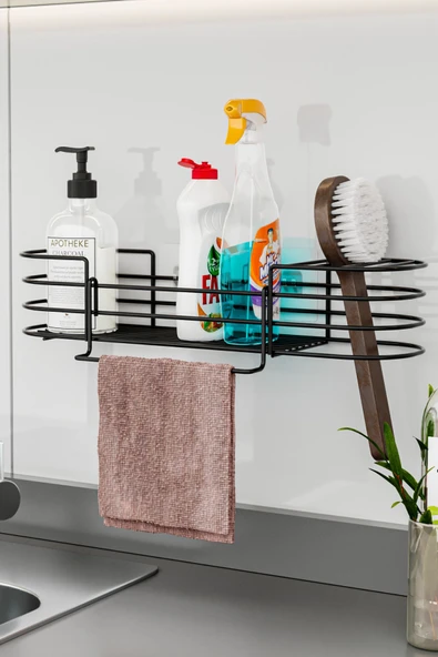 Bino Mutfak Düzenleyici Banyo Düzenleyici Organizer Mutfak Dolabı 3 Fonksiyonlu Siyah Mat Bulaşıklık - 5