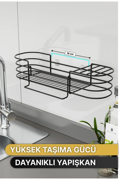 Bino Mutfak Düzenleyici Banyo Düzenleyici Organizer Mutfak Dolabı 3 Fonksiyonlu Siyah Mat Bulaşıklık - 4