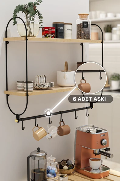 Bino Modern Kahve Köşesi Çok Amaçlı Mutfak Dolapları 3LÜ SET Lüks Katlanır Mutfak Masası Düzenleyici - 5