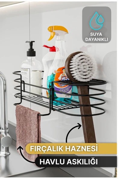 Bino Mutfak Düzenleyici Banyo Düzenleyici Organizer Mutfak Dolabı 3 Fonksiyonlu Siyah Mat Bulaşıklık - 3
