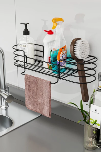 Bino Mutfak Düzenleyici Banyo Düzenleyici Organizer Mutfak Dolabı 3 Fonksiyonlu Siyah Mat Bulaşıklık - 7