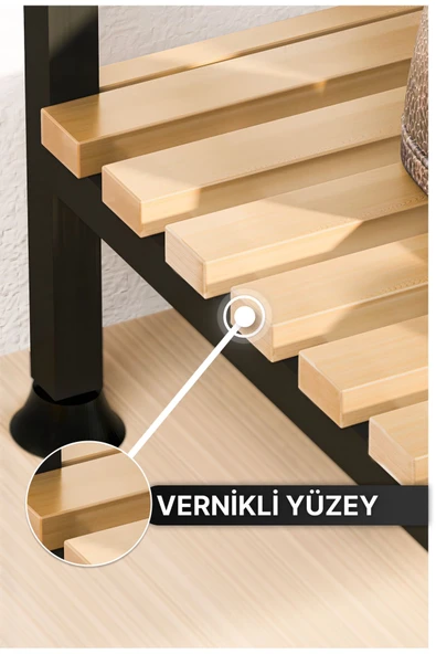 Bino Askılık Vestiyer Antre Hol Yatak Odası Elbise Askılığı Çok Amaçlı Elbise Dolabı Gardırop Doğal Ahşap - 4