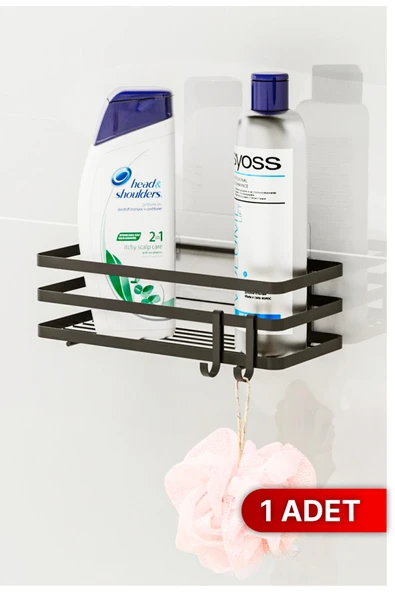 Bino Banyo Düzenleyici Şampuanlık Sabunluk 1 ADET Lamalı Yapışkanlı 2 Askılı Duş Rafı Organizer