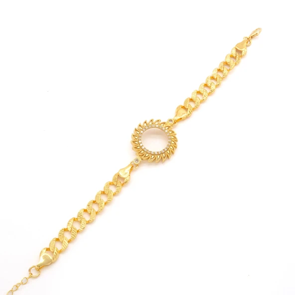 Çeyrek Altın Çerçeve Bileklik Çelik Altın Kaplama Güneş Figaro Model BLK-1116 - Resim 4