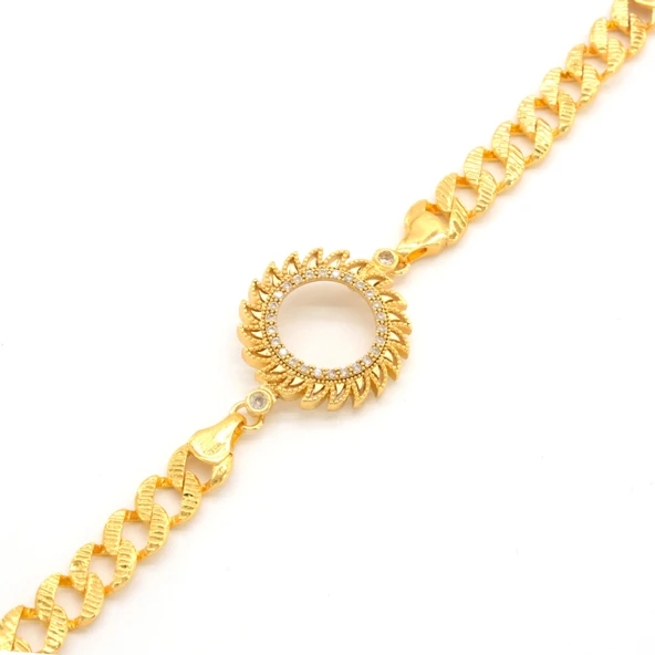 Çeyrek Altın Çerçeve Bileklik Çelik Altın Kaplama Güneş Figaro Model BLK-1116 - Resim 3