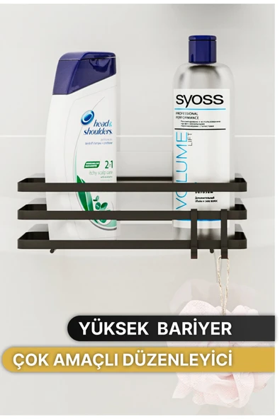 Bino Banyo Düzenleyici Şampuanlık Sabunluk 1 ADET Lamalı Yapışkanlı 2 Askılı Duş Rafı Organizer - 5
