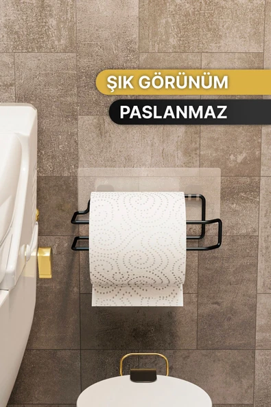 Bino Tuvalet Kağıtlığı Yapışkanlı Wc Kağıdı Peçetelik Tuvalet Kağıdı Organizeri Banyo Düzenleyici Lüks - 3