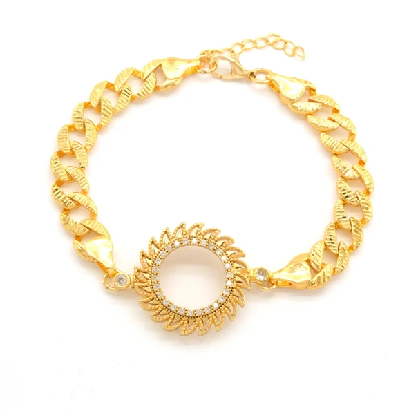 Çeyrek Altın Çerçeve Bileklik Çelik Altın Kaplama Güneş Figaro Model BLK-1116 ürün görseli